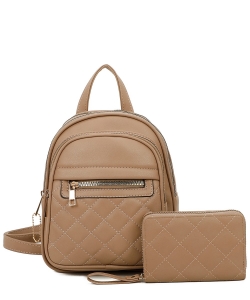Quilted Classic Backpack Set LF458M2 STONE